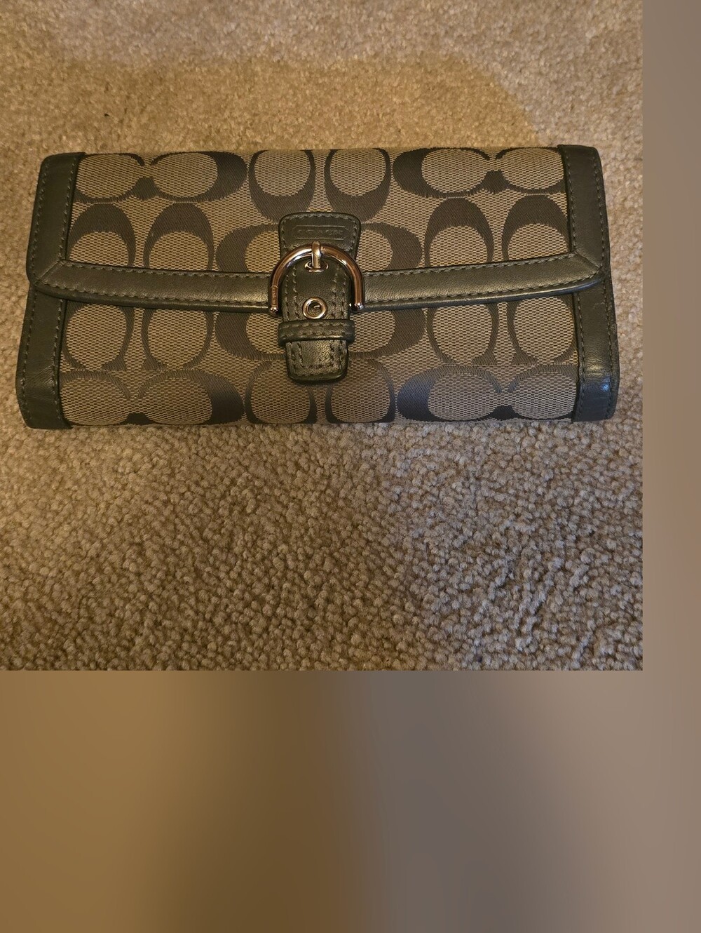 Coach Grey Signature Canvas Buckle Clutch Wallet